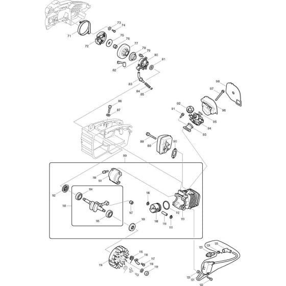 Main Assembly 2 for Makita DCS230T Chainsaws