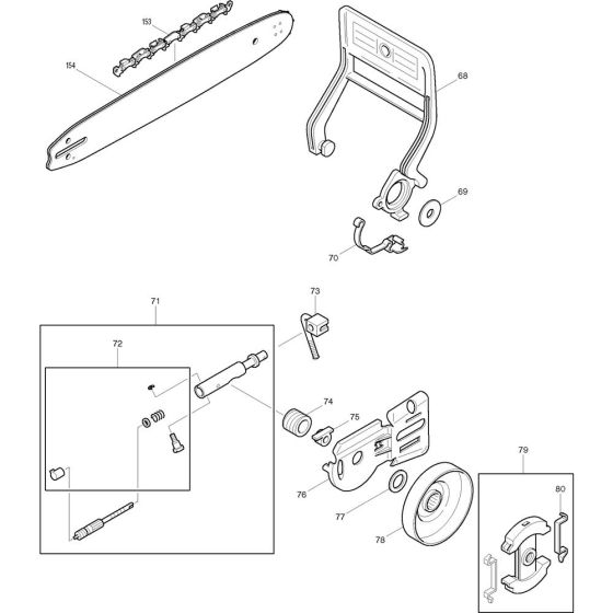 Chain and Guard Assembly for Makita DCS330S-30 Chainsaws