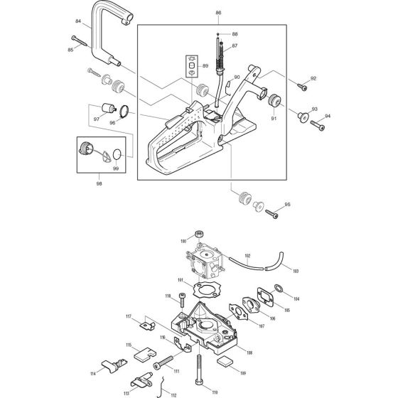 Handle and Throttle Assembly for Makita DCS340-30 Chainsaws