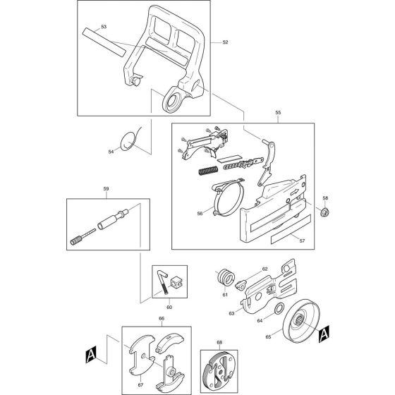 Guard and Clutch Drum Assembly for Makita DCS400-35 Chainsaws