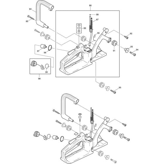 Handle and Throttle Assembly for Makita DCS400-35 Chainsaws