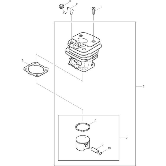 Cylinder and Piston Assembly for Makita DCS4300I-38 Chainsaws