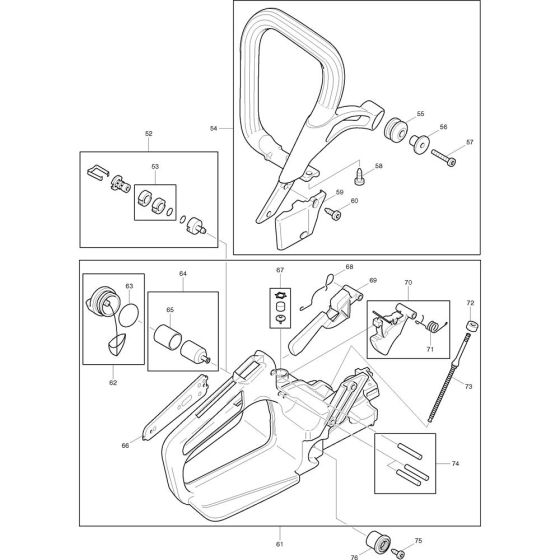 Handle and Throttle Assembly for Makita DCS4300I-38 Chainsaws