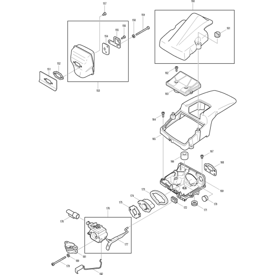 Muffler, Carburetor and Air Filter Assembly For Makita DCS520-45 Chainsaw