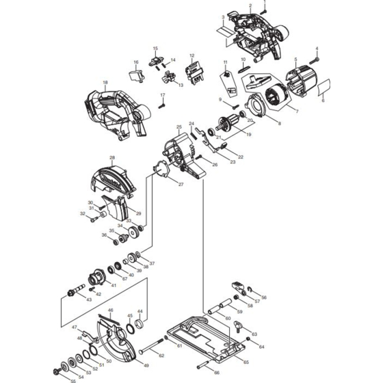 Main Assembly for Makita DCS551ZJ Cordless Metal Cutter