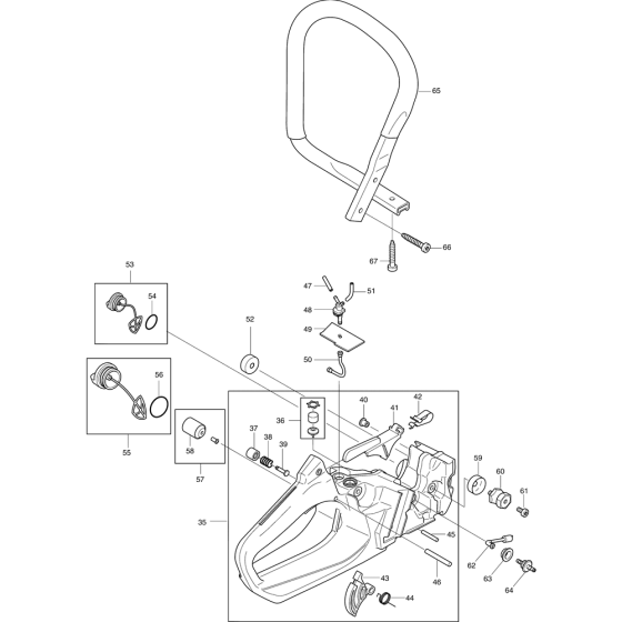 Handle and Body Assembly For Makita DCS6000I-53 Chainsaw