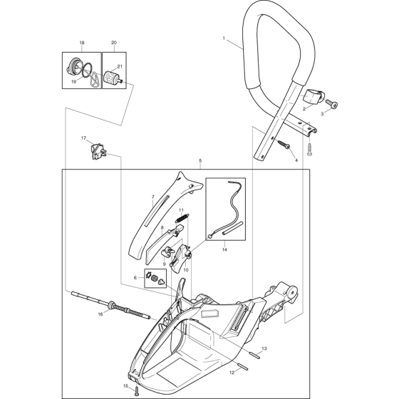 Body and Handle Assembly For Makita DCS7300-45 Chainsaw