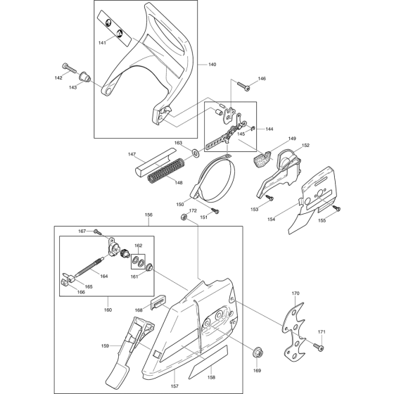 Sprocket and Tophandle Assembly For Makita DCS7301-45 Chainsaw