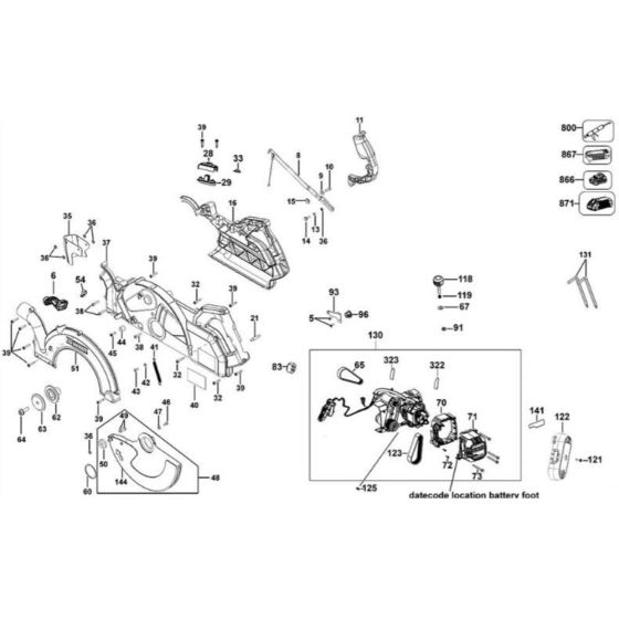 Main Assembly for DeWalt DCS778 Mitre Saw