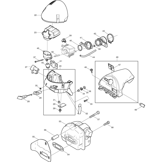 Muffler and Carburetor Assembly For Makita DCS7900-45 Chainsaw