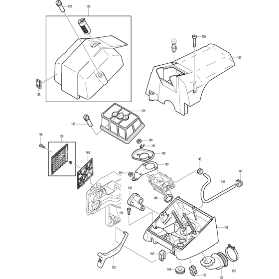 Cover and Air Filter Assembly For Makita DCS9000-50 Chainsaw