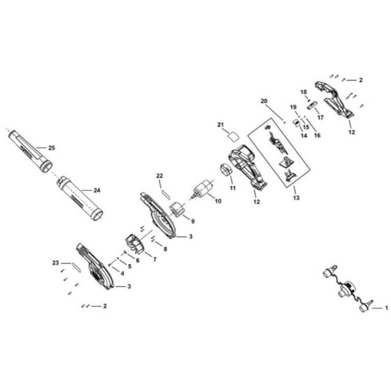 Main Assembly for DeWalt DCV100 Blower Vac