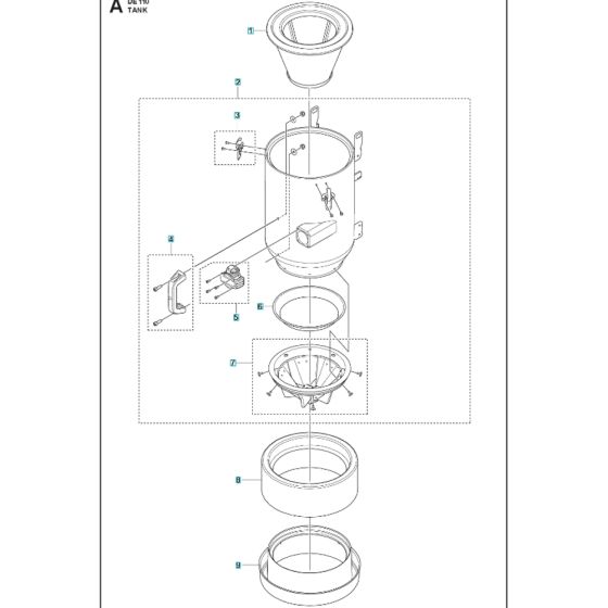 Tank Assy for Husqvarna DE110H Dust Extractor