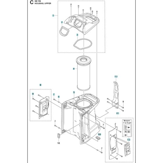 Housing Assy 1 for Husqvarna DE110iH Dust Extractor