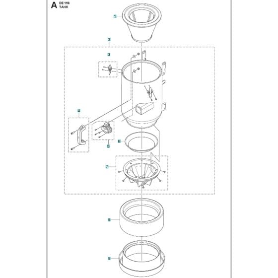 Tank Assy 2 for Husqvarna DE110iH Dust Extractor