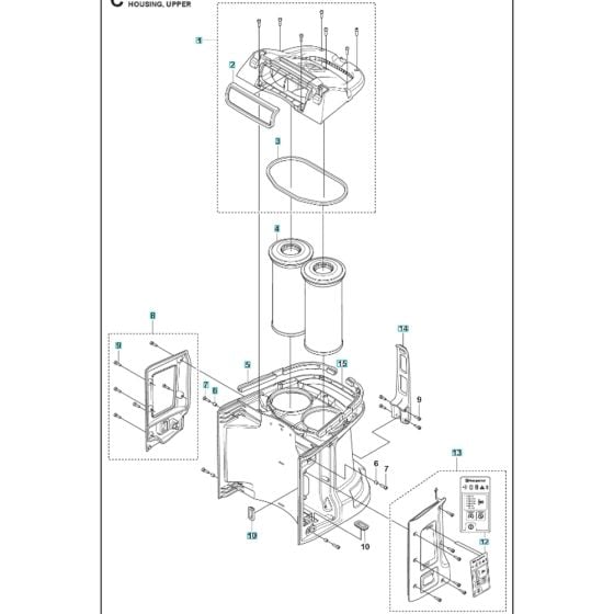 Housing Assy for Husqvarna DE120H Dust Extractor