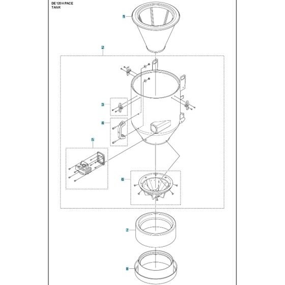 Tank Assy for Husqvarna DE120H Dust Extractor