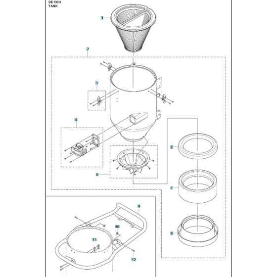 Tank Assy for Husqvarna DE130H Dust Extractor