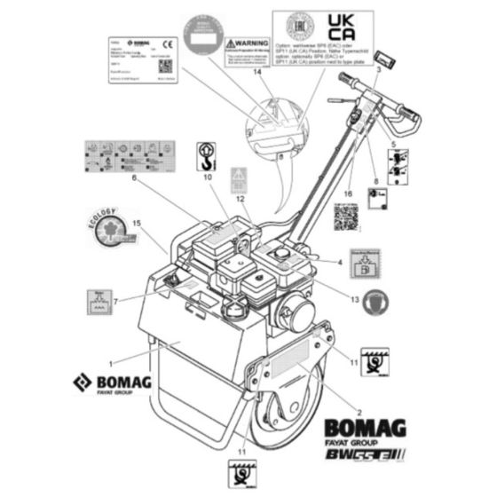 Decals for Bomag BW 55E Single Vibratory