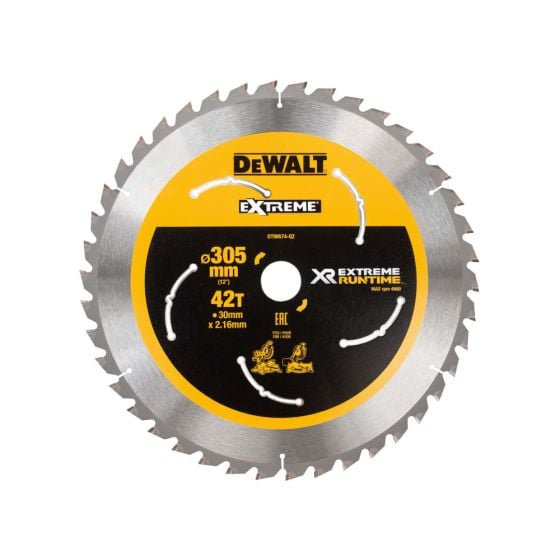 DEWALT FlexVolt XR Mitre Saw Blade c/w fine grade carbide tips