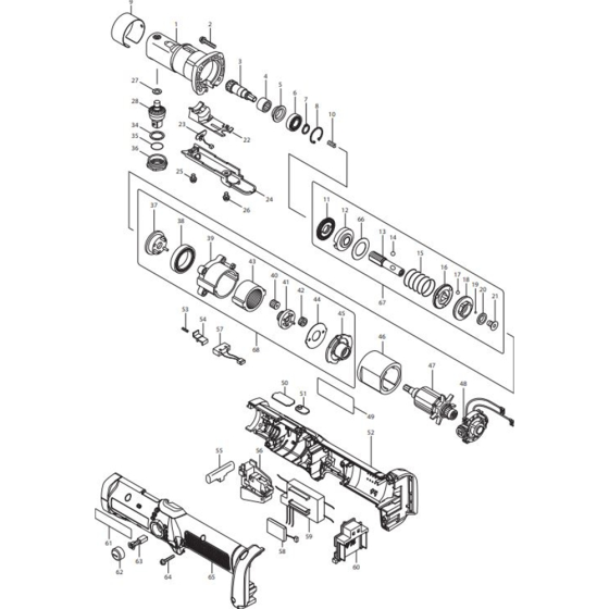 Main Assembly for Makita DFL082FZ Cordless Angle Socket Driver