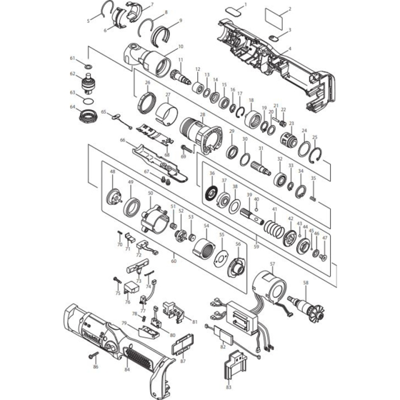 Main Assembly for Makita DFL301FZ Cordless Angle Socket Driver