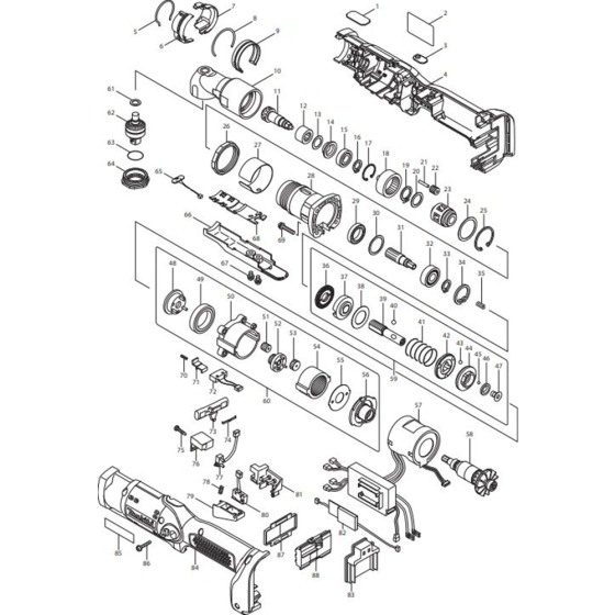 Main Assembly for Makita DFL301RZ Cordless Angle Socket Driver