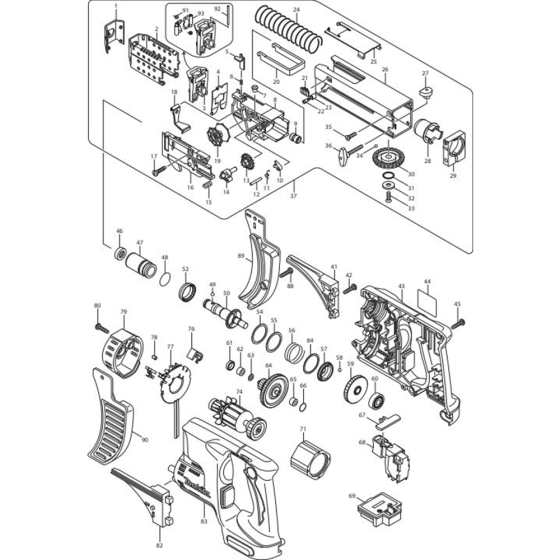 Main Assembly for Makita DFR540RFE Cordless Auto Feed Screwdriver