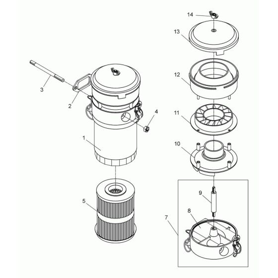 Air Filter Assembly for Wacker DFS90 Floor Saw