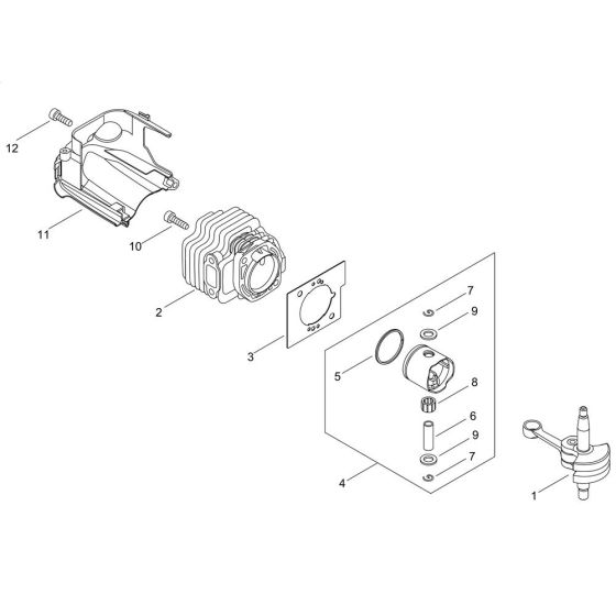 Cylinder, Piston, Crankshaft for Shindaiwa DH165ST Hedgetrimmer