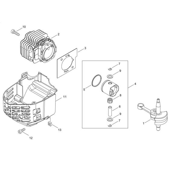 Cylinder, Piston, Crankshaft for Shindaiwa DH202 Hedgetrimmer