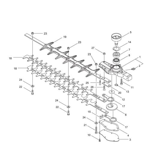 Gear Case, Cutter for Shindaiwa DH221 Hedgetrimmer