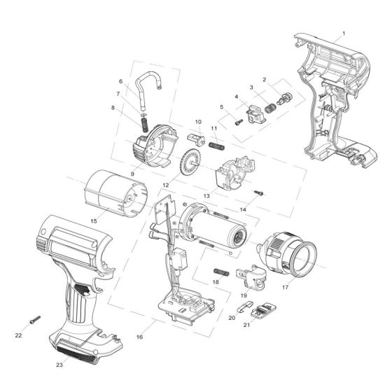 Complete Assembly for Makita DHG181 Heat Gun