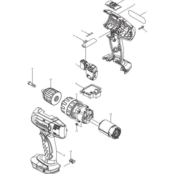 Main Assembly for Makita DHP343Z Cordless Hammer Driver Drills