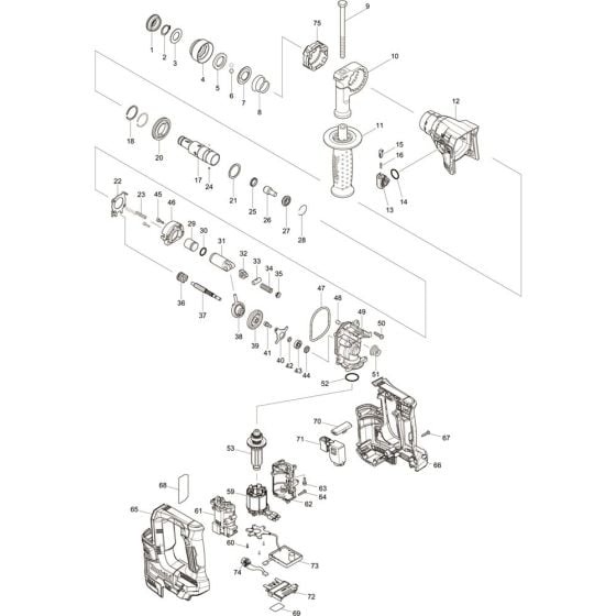 Main Assembly for Makita DHR171RMJ Cordless Rotary Hammer Drills
