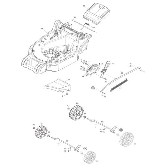 Deck, Wheel Assembly for Makita DLM382 Mower