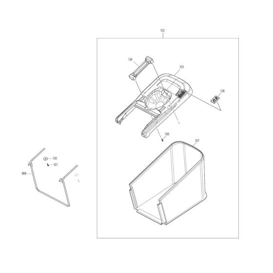 Grass Catcher Assembly for Makita DLM382 Mower