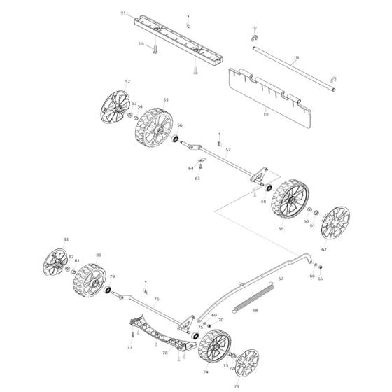 Wheel Assembly for Makita DLM431 Mower