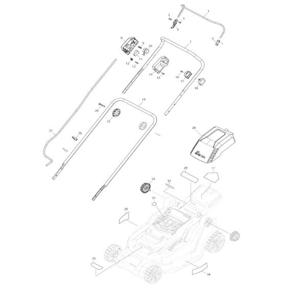 Handle Assembly for Makita DLM432 Mower