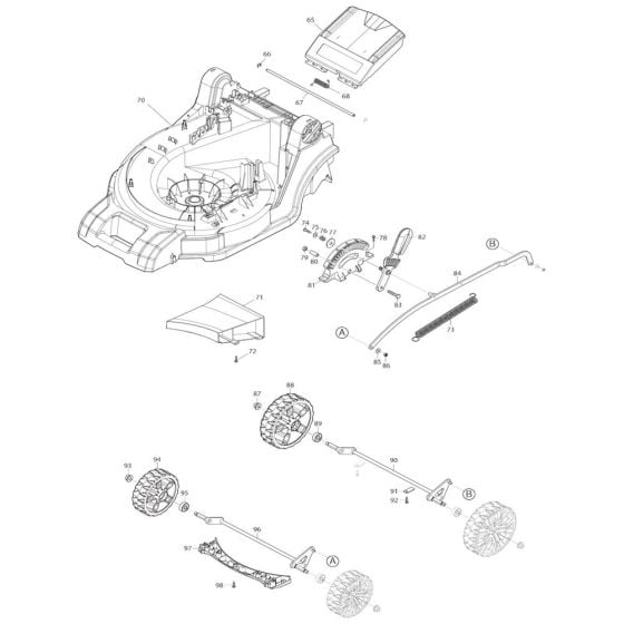 Deck, Wheel Assembly for Makita DLM432 Mower