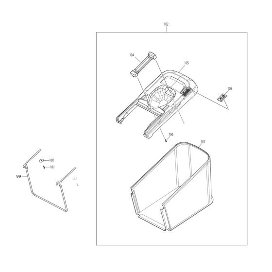 Grass Catcher Assembly for Makita DLM432 Mower