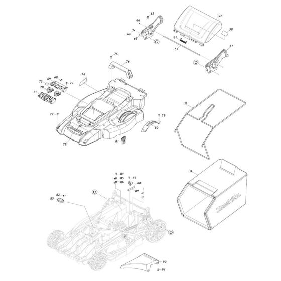 Cover Assembly for Makita DLM481 Mower