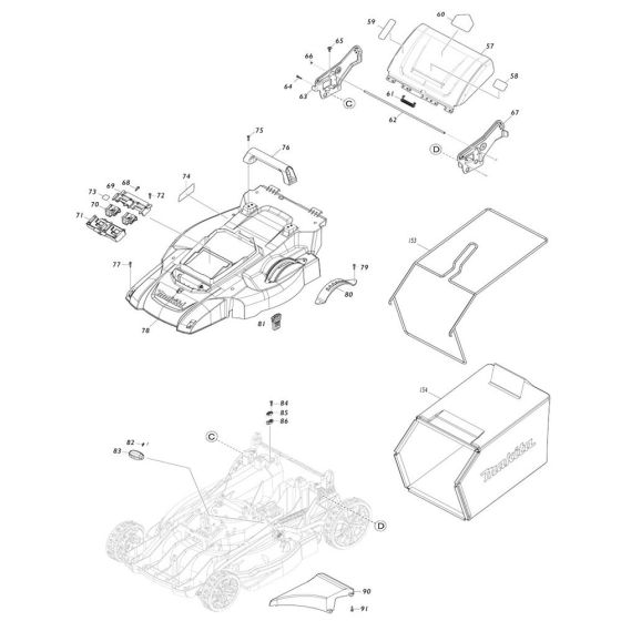 Deck Assembly for Makita DLM538 Mower