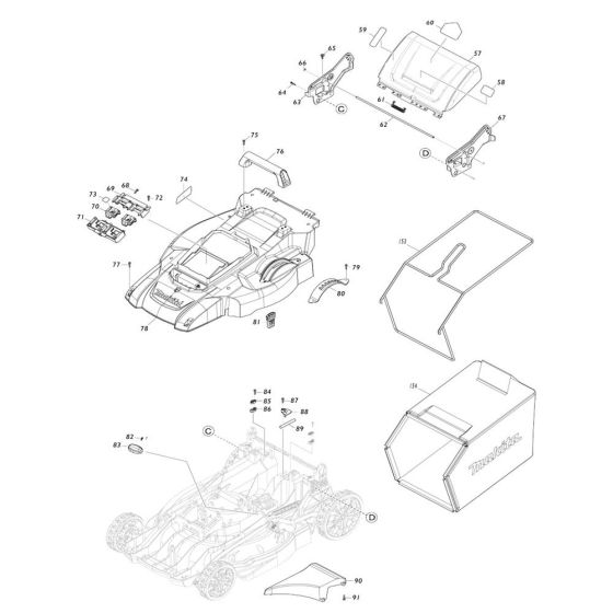 Deck Assembly for Makita DLM539 Mower