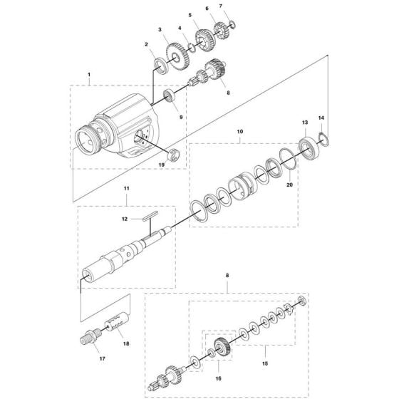 Gearbox Assembly -1 for Husqvarna DM 220 Core Drill