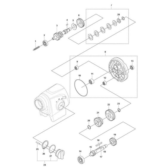 Gearbox Assembly -1 for Husqvarna DM 370 Core Drill