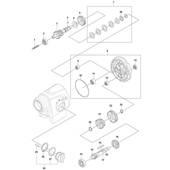 Gearbox Assembly -1 for Husqvarna DM 400 Core Drill