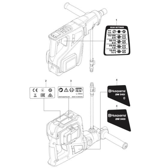 Decals for Husqvarna DM 540i Core Drill