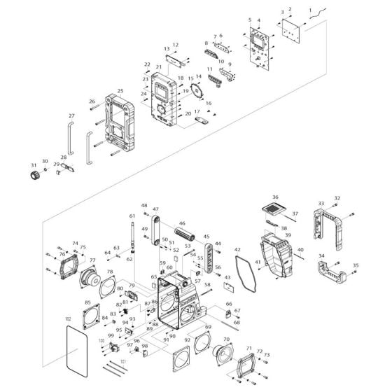 Complete Assembly for Makita DMR106 Radio