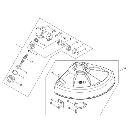 Gear Case, Shield for ECHO DPAS-TRIMMER Attachment